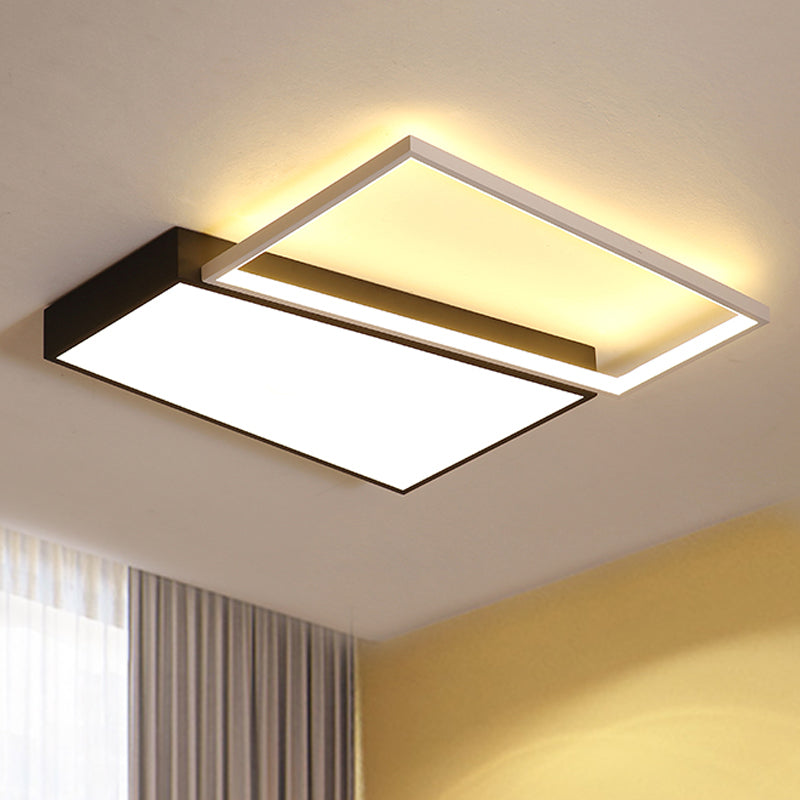 Sleek Trapezoid Flush Mount Led Metal Ceiling Light In White/Warm - 18’/21.5’ Wide