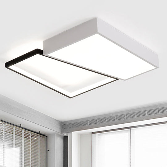Sleek Trapezoid Flush Mount Led Metal Ceiling Light In White/Warm - 18’/21.5’ Wide