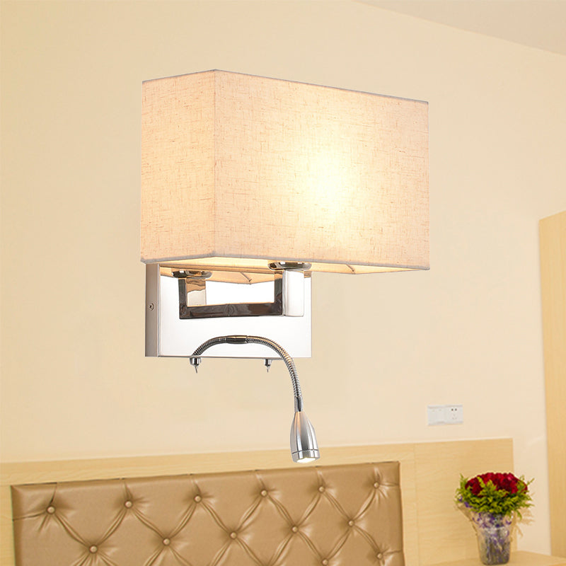 Simple Beige Fabric Led Wall Light Sconce For Bedroom