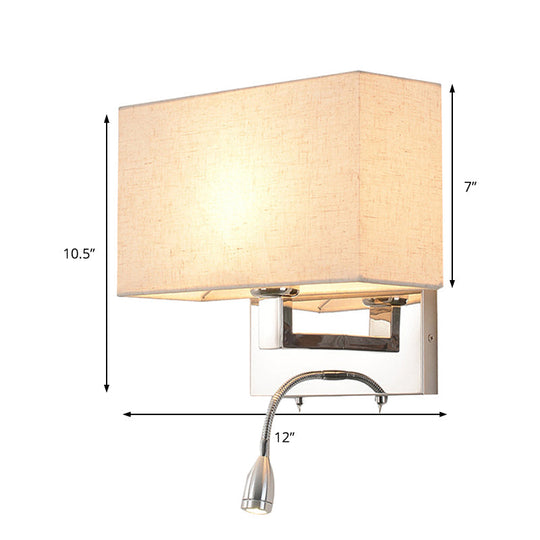 Simple Beige Fabric Led Wall Light Sconce For Bedroom