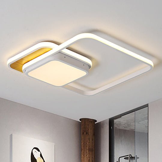 Modern Led Geometric Ceiling Light In Black/White Flush Mount 18’/21.5’ Wide White/Warm