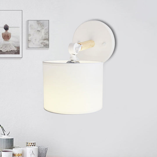 Modern Cylinder Led Wall Light Fixture In White/Black For Bedroom
