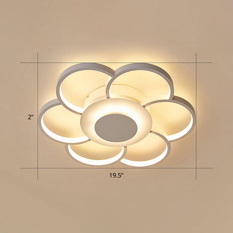 Minimalist White Led Sunflower Flushmount Ceiling Lamp For Bedroom / 19.5