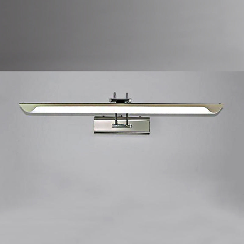 Modern Silver Finish Linear Wall Mount Led Stainless Steel Vanity Lamp For Bedroom - 16/23.5 Width