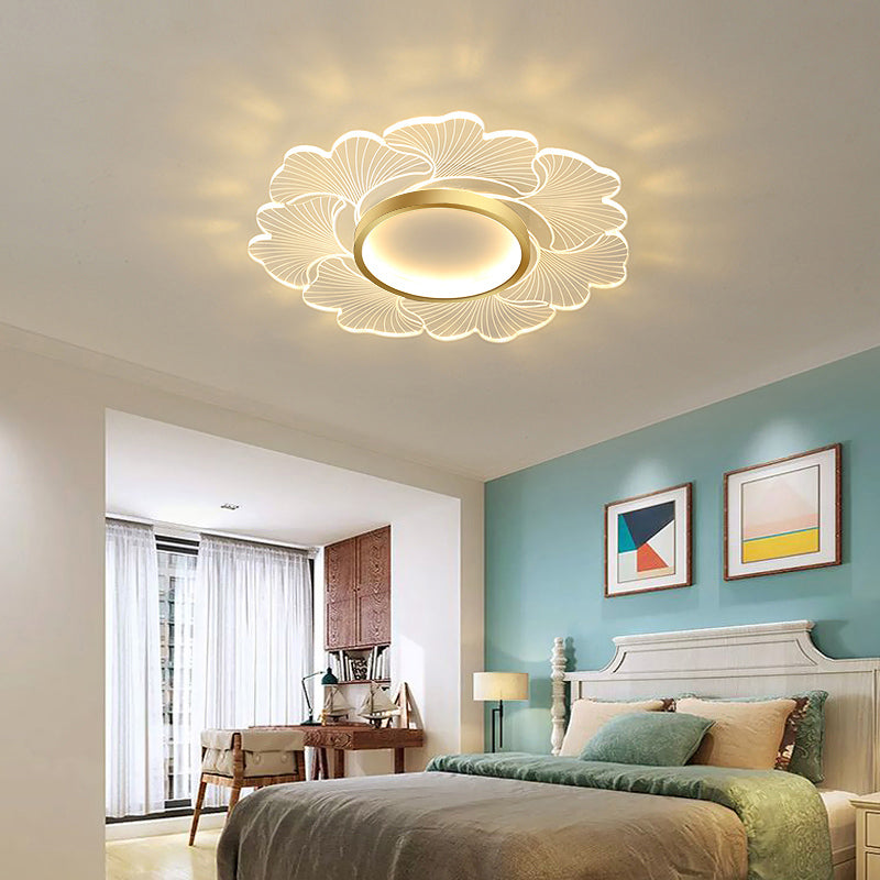 Modern Led Flower Ceiling Mount Light Fixture For Bedroom - Acrylic Flush