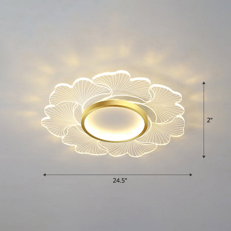 Modern Led Flower Ceiling Mount Light Fixture For Bedroom - Acrylic Flush Gold / 24.5 Third Gear