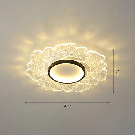 Modern Led Flower Ceiling Mount Light Fixture For Bedroom - Acrylic Flush Black / 20.5 Remote