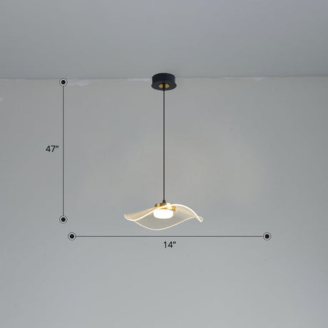 Led Ruffled Pendulum Light: Clear Acrylic Simplicity For Dining Room / 14 Warm