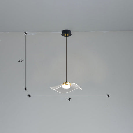 Led Ruffled Pendulum Light: Clear Acrylic Simplicity For Dining Room / 14 White