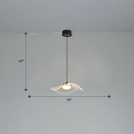 Led Ruffled Pendulum Light: Clear Acrylic Simplicity For Dining Room / 19 Warm