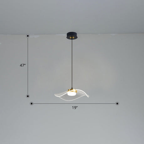 Led Ruffled Pendulum Light: Clear Acrylic Simplicity For Dining Room / 19 White