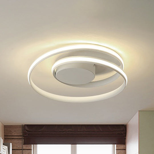 Simple Acrylic Led Loop Ceiling Lamp In Black/White - 18’/23.5’ Wide Flush Light Fixture With