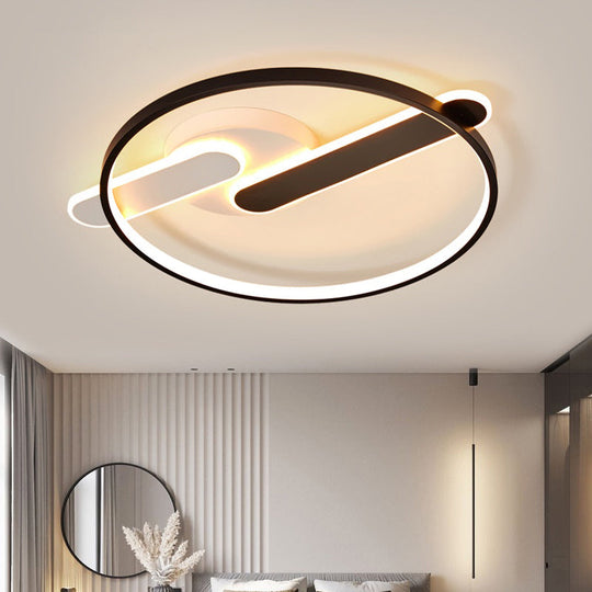 Modern Circle Led Flush Light In Black And White For Corridors - Sleek Minimalist Design