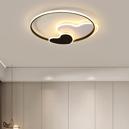 Heart-Shaped Led Ceiling Light With Black & White Acrylic And Metal Rim Black-White / 16