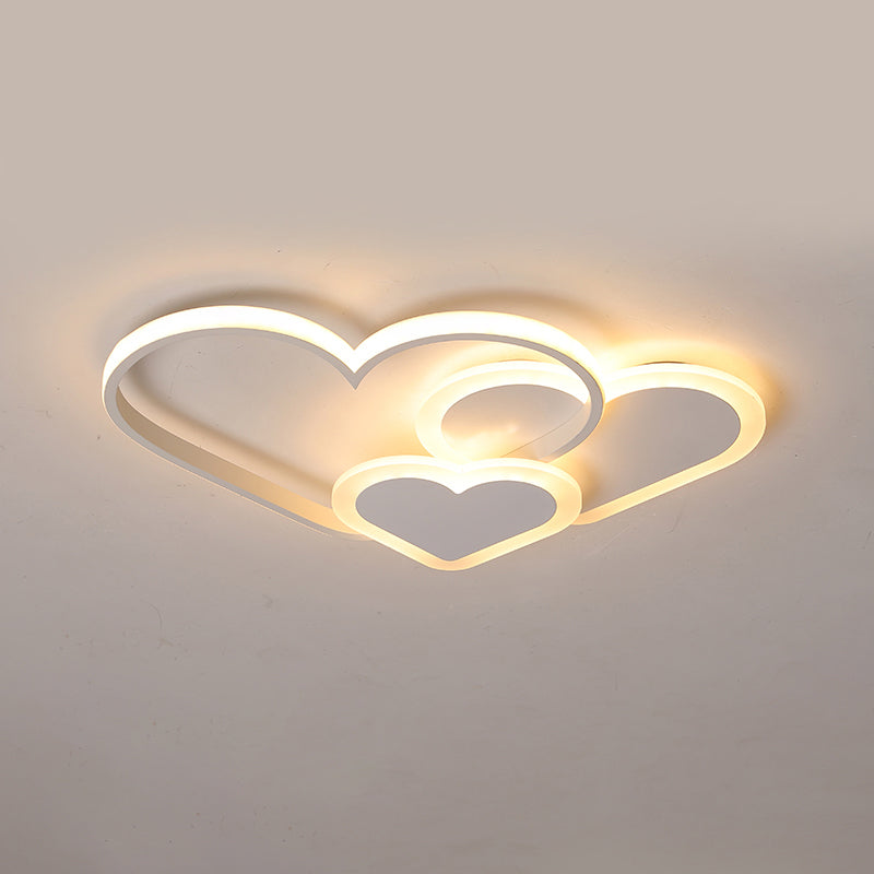 Contemporary Acrylic Led Flush Ceiling Light Fixture - Loving Heart Design For Bedrooms White /