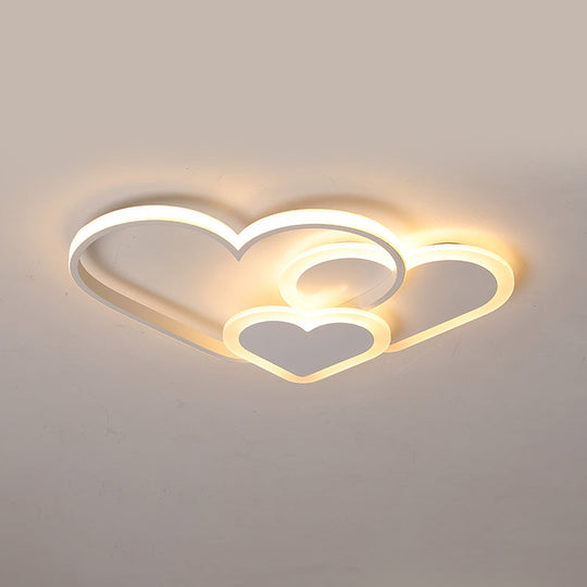 Contemporary Acrylic Led Flush Ceiling Light Fixture - Loving Heart Design For Bedrooms White / 20.5