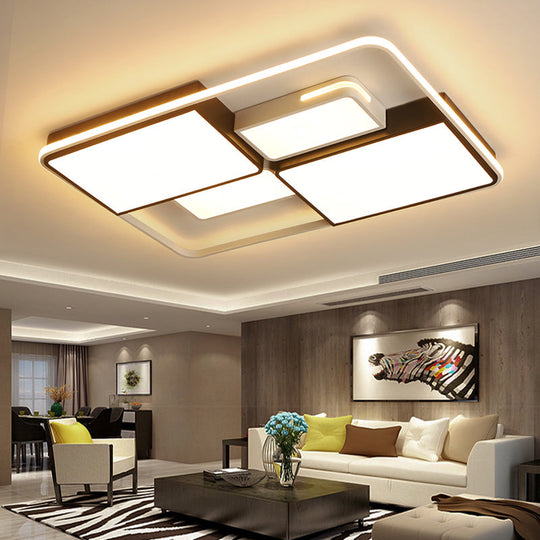 Contemporary Acrylic Led Ceiling Light For Living Room In Black - White