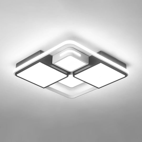 Contemporary Acrylic Led Ceiling Light For Living Room In Black-White White / 16