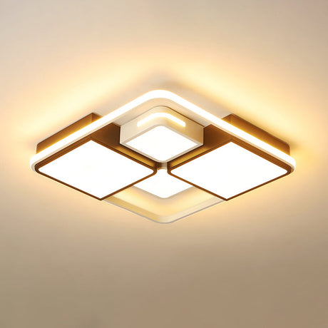 Contemporary Acrylic Led Ceiling Light For Living Room In Black-White White / 19.5 Warm