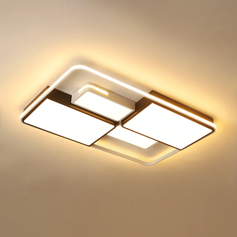 Contemporary Acrylic Led Ceiling Light For Living Room In Black-White White / 35.5 Warm