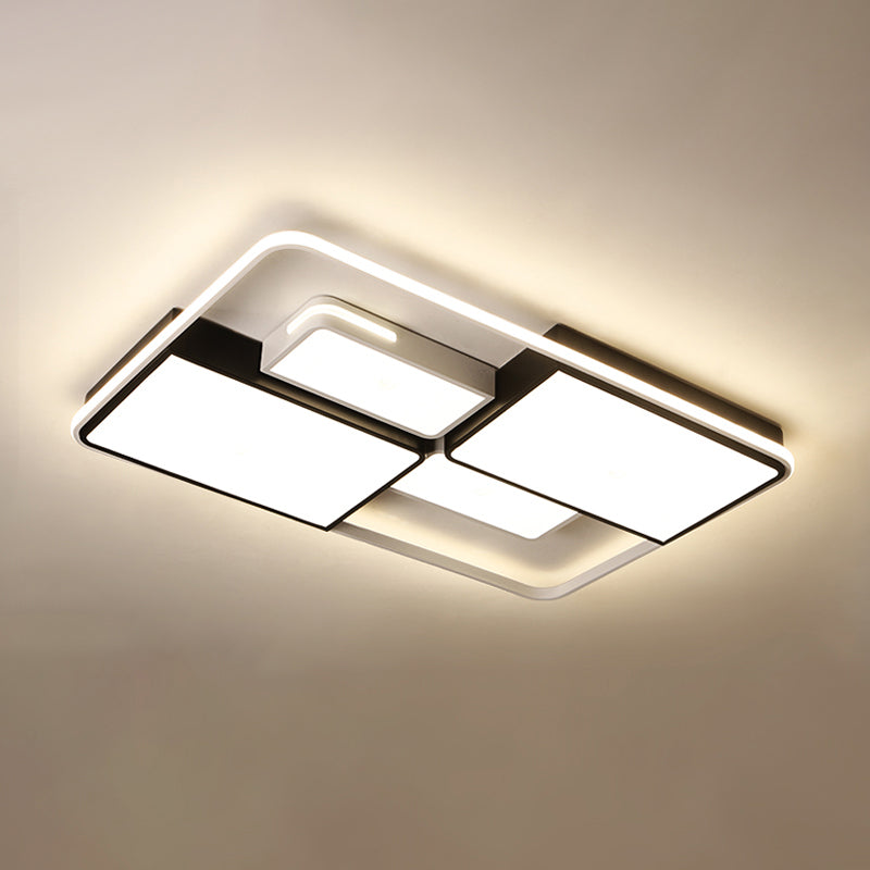 Contemporary Acrylic Led Ceiling Light For Living Room In Black-White White / 35.5 Third Gear