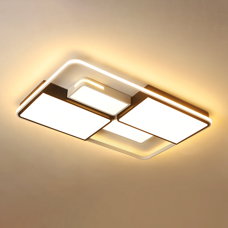 Contemporary Acrylic Led Ceiling Light For Living Room In Black-White White / 47.5 Warm