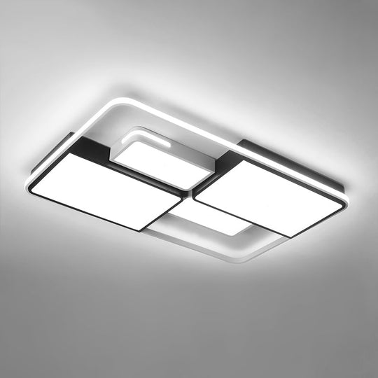 Contemporary Acrylic Led Ceiling Light For Living Room In Black-White White / 47.5