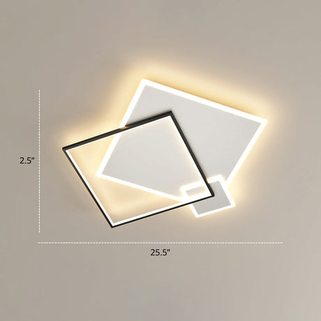 Contemporary Led Flush Mount Metal Ceiling Light For Bedrooms Black-White / 23.5 Square Plate
