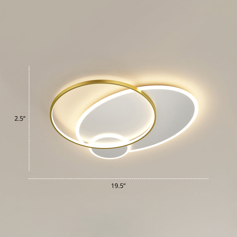 Contemporary Led Flush Mount Metal Ceiling Light For Bedrooms White-Gold / 19.5 Round
