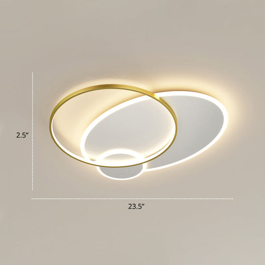 Contemporary Led Flush Mount Metal Ceiling Light For Bedrooms White-Gold / 23.5 Round