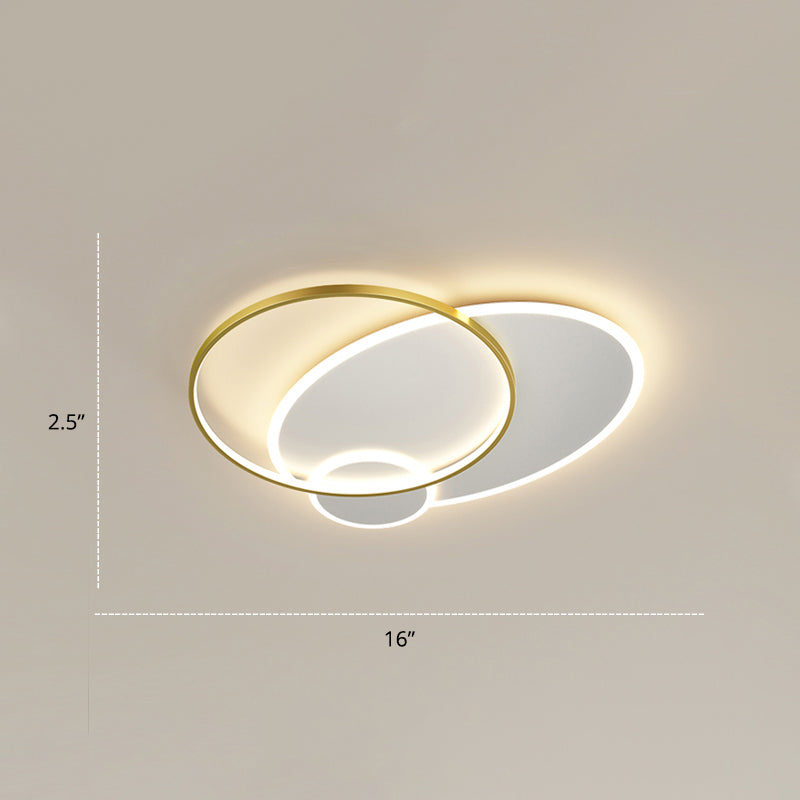 Bedroom Brilliance In A Stack: Minimalistic Led Metal Flush Mount Ceiling Ligh White-Gold / 16’