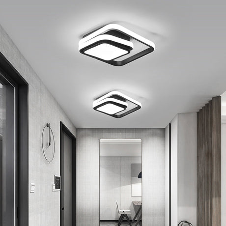 Modern Black Aluminum Led Flush Mount Ceiling Light For Foyer