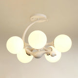 Modern Milk Glass Dining Room Ceiling Light - Spherical Semi Flush Mount Fixture 5 / White