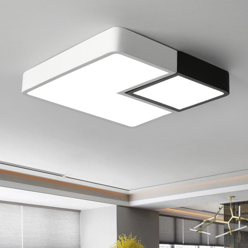 Simple Metal Square Flush Mount Led Ceiling Light Fixture For Living Room In Warm/White -
