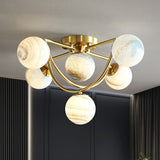 Nordic Ombre Glass Ceiling Lamp With Gold Finish For Bedroom