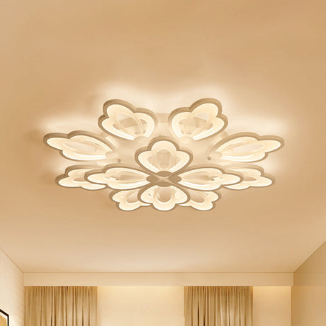 Modern Floral Led Ceiling Light With Acrylic Shade And 3/5/9 Lights In White/Warm/Natural Tone -