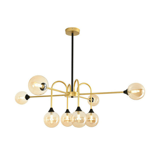 Modo Glas-Pendelleuchte – Nordischer 8-flammiger Kronleuchter in Gold-Finish für das Esszimmer