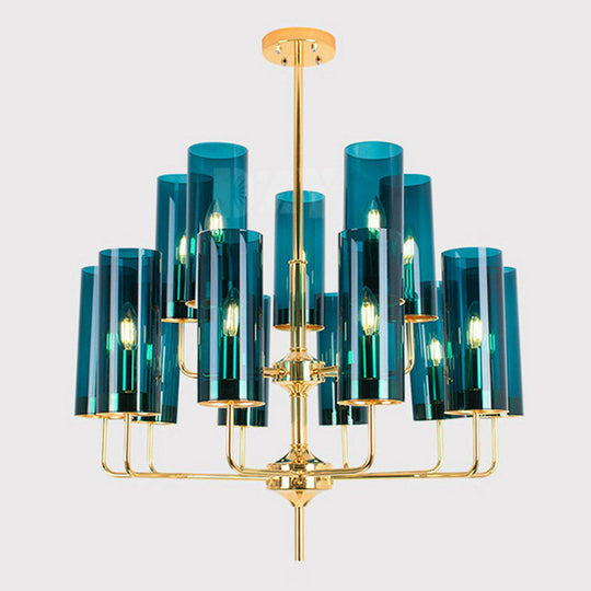 Glass Brass Finish Chandelier Light For Modern Living Room