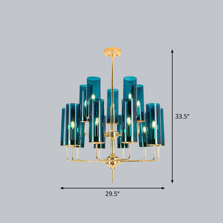 Glass Brass Finish Chandelier Light For Modern Living Room