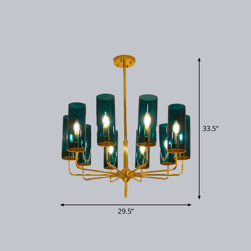 Glass Brass Finish Chandelier Light For Modern Living Room 10 / Blue
