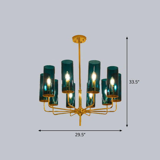 Glass Brass Finish Chandelier Light For Modern Living Room 10 / Blue