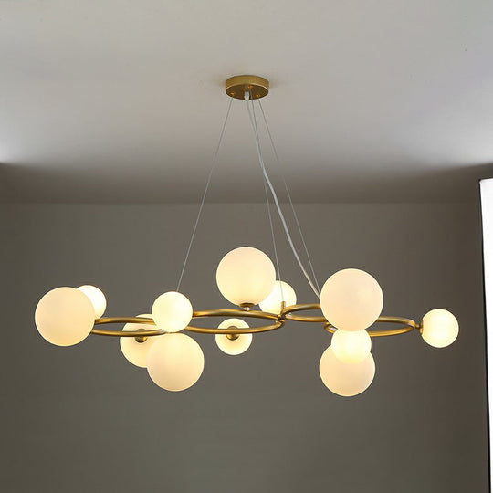 Nordic Style Glass Circles Chandelier: Sleek Suspended Lighting Fixture For Bedrooms 12 / Gold Milk