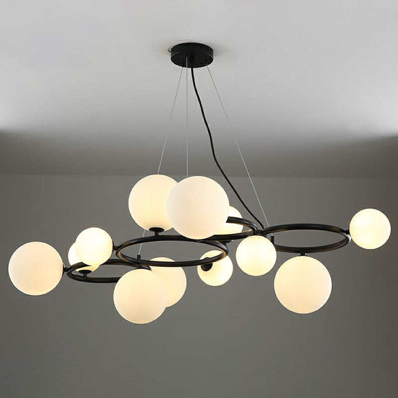 Nordic Style Glass Circles Chandelier: Sleek Suspended Lighting Fixture For Bedrooms 12 / Black