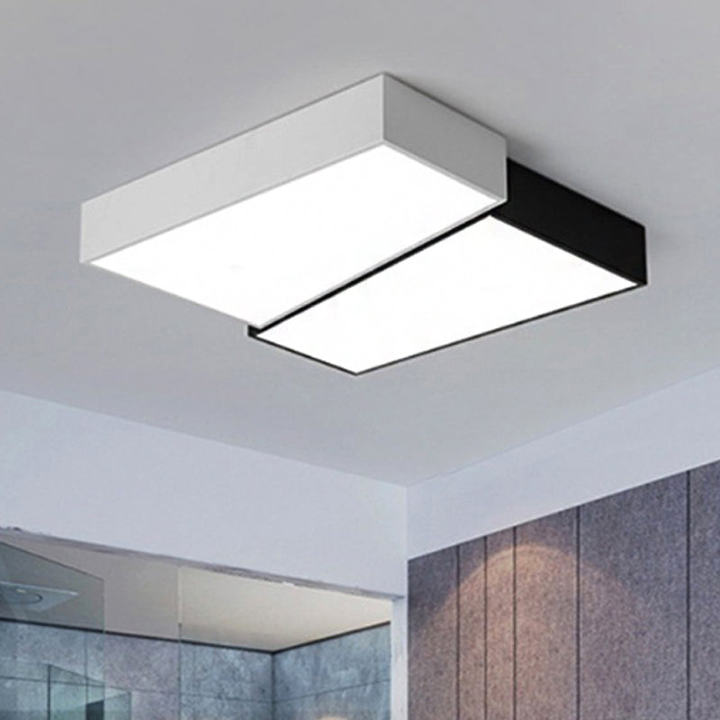 Sleek Square Flush Mount Led Ceiling Light In Black & White Warm/White Black-White / 16.5’