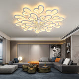 White Flower Flush Ceiling Light - Led Acrylic Lamp With Crystal Ball
