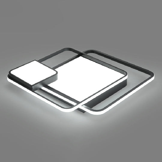 Minimalist Black Led Flush Mount Ceiling Light Fixture For Bedroom - Square Acrylic / 24.5’