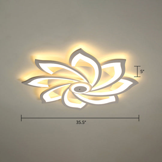 Simplicity Sunflower Led Flush Mount Ceiling Light Fixture In White - Perfect For Living Room 8 /