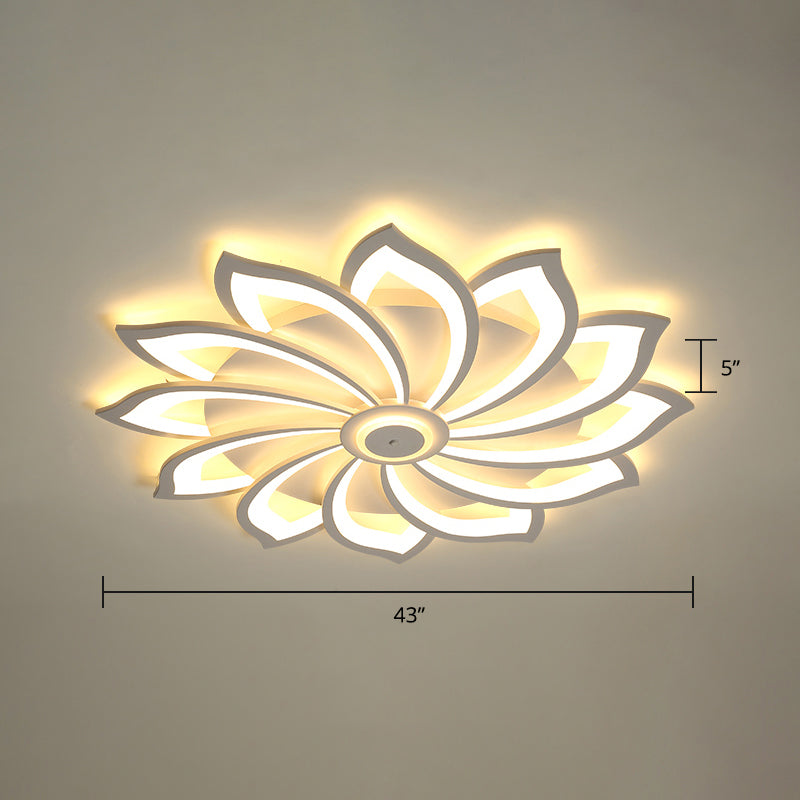 Simplicity Sunflower Led Flush Mount Ceiling Light Fixture In White - Perfect For Living Room 12 /