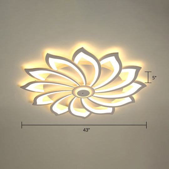Simplicity Sunflower Led Flush Mount Ceiling Light Fixture In White - Perfect For Living Room 12 /