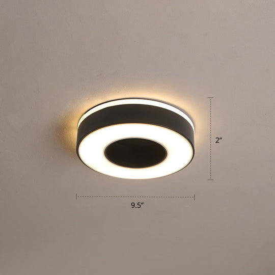 Nordic Style Led Flush Mount Ceiling Light With Acrylic Diffuser For Small Corridors Black / Warm